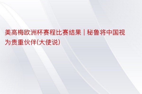 美高梅欧洲杯赛程比赛结果 | 秘鲁将中国视为贵重伙伴(大使说)